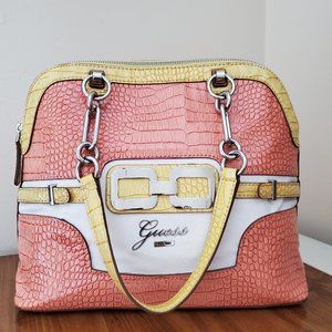 Guess Handbag - Vintage Yellow Pink Snake Texture